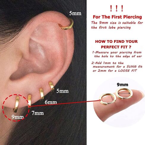 925 فضة صغيرة أقراط طارة ذهب للنساء الفتيات 14K الذهب Huggie أقراط صغيرة هيبوالرجينيك الغضروف أقراط الأطواق in Kuwait
