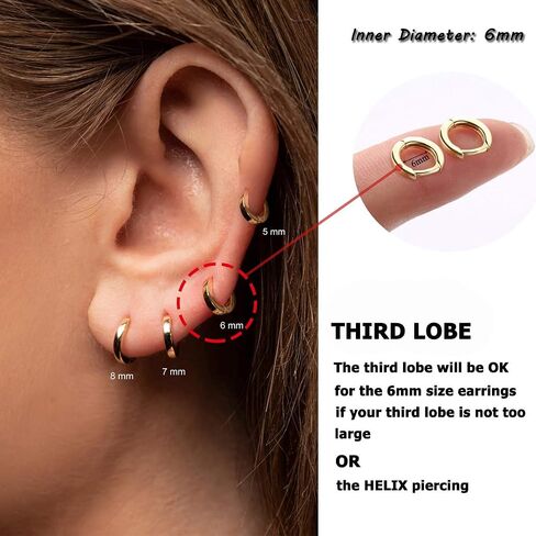 925 فضة صغيرة أقراط طارة ذهب للنساء الفتيات 14K الذهب Huggie أقراط صغيرة هيبوالرجينيك الغضروف أقراط الأطواق in Kuwait