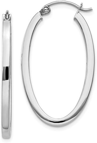 14K Gold Oval Hoop Earrings, (31-52mm) (2mm Tube) in Kuwait