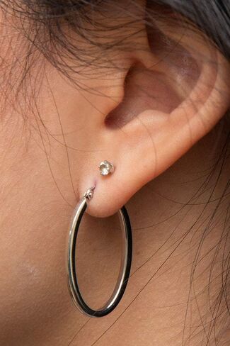 14K Gold Oval Hoop Earrings, (31-52mm) (2mm Tube) in Kuwait