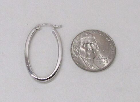 14K Gold Oval Hoop Earrings, (31-52mm) (2mm Tube) in Kuwait