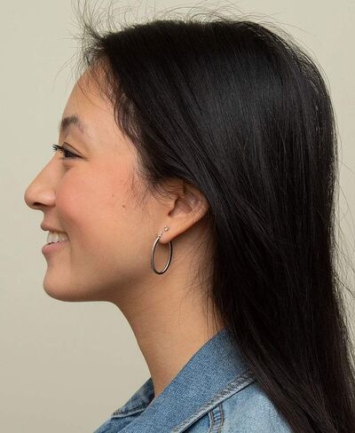 14K Gold Oval Hoop Earrings, (31-52mm) (2mm Tube) in Kuwait