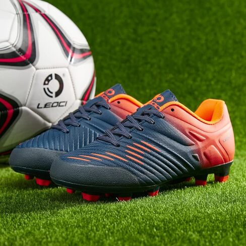 LEOCI Soccer Shoes for Boys Pink Soccer Cleats Breathable Athletic Toddler Black Football Boots for Outdoor Indoor Soccer Shoes for Girls AG/FG in Kuwait
