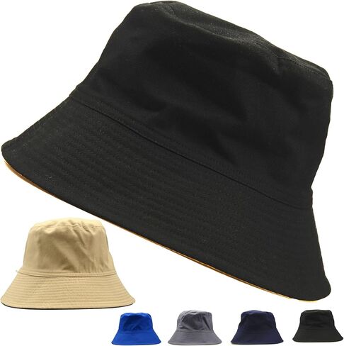 MUNULA قبعات دلو كبيرة جدًا قبعات XXL للرجال رأس كبير كبير الحجم من القطن قابل للعكس للجنسين قبعة صيد 23.6 بوصة - 25.6 بوصة خارجي in Kuwait