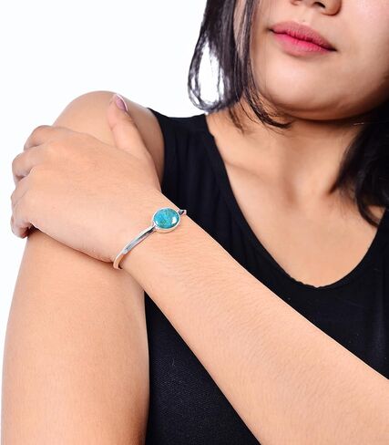 سوار من الكوارتز الوردي وحجر القمر الأبيض والعقيق الأسود والفيروز من الفضة الإسترليني عيار 925 مرصع بالأحجار الكريمة معصم روح كاثرين in Kuwait