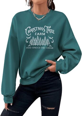 BOUTIKOME المرأة عيد الميلاد البلوز سانتا كلوز البقاء مرح ومشرق قميص خمر سانتا الرسم Crewneck سترة أعلى in Kuwait