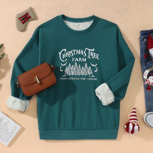 BOUTIKOME المرأة عيد الميلاد البلوز سانتا كلوز البقاء مرح ومشرق قميص خمر سانتا الرسم Crewneck سترة أعلى in Kuwait