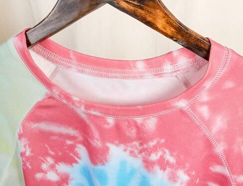Tanst Sky Women Tie Dye Sweatshirt Long Sleeve Crew Neck Shirt Color Block Loose Pullover Tops in Saudi Arabia