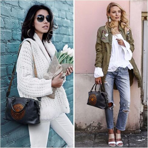 Leather Handbag for Women, Retro Mandela Crossbody Handbag Tote Bag in Kuwait