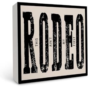Western Desk Decor, Western Rodeo Wood Block Plaque Box Sign for Country Home College Dorm Shelf Table Decor 5x5 Inch, Western Room Decor, Western Decor for Home