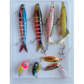 مجموعة طُعم الصيد تتضمن طُعم سباحة متعدد المفاصل + طُعم أسماك البلمة + طُعم ملاعق صيد + طُعم مروحي للمياه المالحة والمياه العذبة in Kuwait