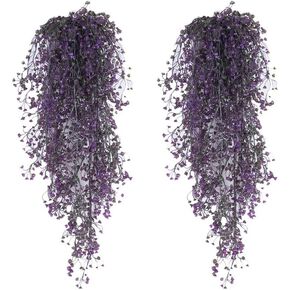 G-Tree 2 Pcs Artificial Ivy Flowers Fake Greenery Plants for Garden Wall Decor, Purple in Kuwait