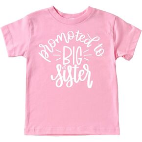 Olive Loves Apple Promoted to Big Sister Colorful Announcement T-Shirt for Baby and Toddler Girls Sibling Outfits