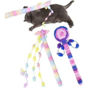 SNOWLOVE 2-Piece Cat Toys for Indoor Cats,Cat Wand Toys with Bells, Cat Teaser Indoor Cat Interactive Toy in Kuwait