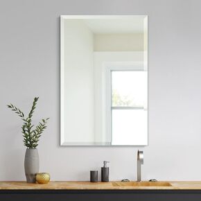 2 PCS 20"x30" Frameless Wall Mirror,1 Inch Beveled Mirror,Rectangular Bathroom Mirrors for Wall, Makeup Vanity Mirrors,Hangs Horizontally or Vertically (Frameless, 2PCS-20"x30") in Saudi Arabia