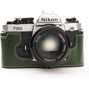 Nikon FM2 Case, BolinUS Handmade Genuine Real Leather Half Camera Case Bag Cover for Nikon FM2 FM FE FM2n FE2 With Hand Strap (Black) in Kuwait