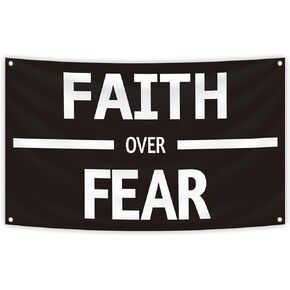 MKNAZ الإيمان على الخوف نسيج ملهم 3 × 5FT العلم الأفقي الجدار معلقة غرفة الجامعة عنبر متعة غرفة نوم حديقة الجدار ملصق الديكور in Kuwait