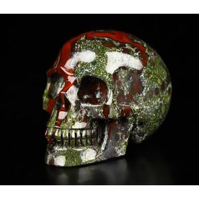 Skullis 2.0 "جمجمة كريستال جاسبر دم التنين، منحوتة يدويًا من الأحجار الكريمة للفنون الجميلة، تمثال حجر شفاء الريكي. 1482 in Kuwait