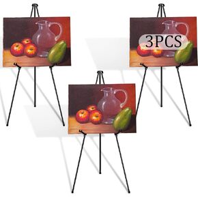 LUNKUIVY 3 Packs 63 Inch Tall Arts Easels for Wedding Sign. Black Portable Folding for Display Adjustable Instant Wedding Easel Stand Welcome Sign Painting Poster in Kuwait