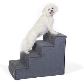 سلالم للكلاب قابلة للطي من K&H Pet Products، سلالم للحيوانات الأليفة للكلاب والقطط، درجات للكلاب للأسرة العالية، سلالم للكلاب الصغيرة والمتوسطة - خطوات بدون تخزين، رمادي/رمادي أنيق، 4 سلالم