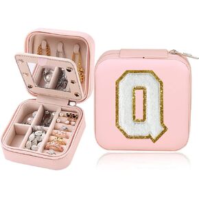 CRUOXBB Jewelry Box for Women Girls,Mini Portable Jewelry Case For travel,Personalized Small Jewelry CaseJewelry Organizer Box with Mirror (Pink-A) in Kuwait