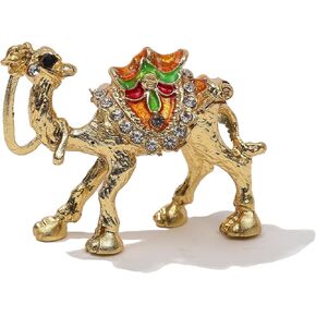صندوق مجوهرات SEVENBEES Camel القابل للتجميع مع أحجار الراين الكريستالية المطلية بالمينا - ديكور عربي هدية تذكارية من دبي للنساء والفتيات، مثالي لحمل الخواتم والأقراط، وتعزيز ديكور خزانة الملابس المنزلية in Kuwait