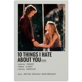 واي تي اس ال جيه بوستر 90 اس الجمالي لغرفة النوم 10 اشياء I Hate About You، لوحة فنية جدارية من القماش لغرفة المعيشة وغرفة النوم، مقاس 08×12 انش (20×30 سم) in Kuwait
