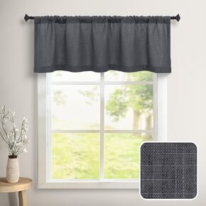 DANCURTON Dark Grey Linen Window Valance for Kitchen 3 Inch Rod Pocket Light Filtering Sheer Modern Farmhouse Charcoal Gray Valance Curtain Topper for Bedroom Living Room Dining Bathroom 18 Long in Kuwait
