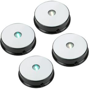4Pcs LED Colorful Light Base, Color Changing Led Light Base LED Display Base Color Changing Light Stand Powered by 3 AAA Batteries (Not Included) (Silver)