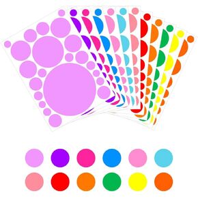 مجموعة ملصقات ديكور فنية بنقاط ملونة | 12 ورقة|ملصقات حائط جمالية من الفينيل للأطفال والبنات في غرفة نومهم وتزيين الفصل الدراسي المنزلي، ملصقات ملونة ذاتية اللصق وقابلة للتقشير واللصق. in Kuwait