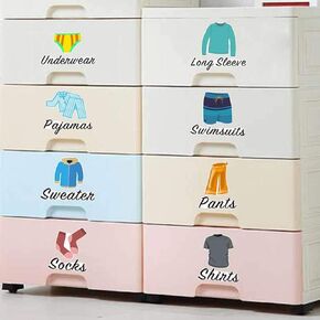 Bamsod Boy Dresser Decals Labels Dresser Clothing Labels Kids Drawer Stickers 11.02x11.02/28x28cm
