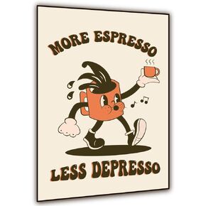 وونكالي مضحك ريترو رائع ديكور شقة القهوة الجمالية | المزيد من الاسبريسو، أقل ديبريسو كوفي كوفي | ديكور عربة بار القهوة غير تقليدي | 12 × 18 انش، بدون اطار in Kuwait