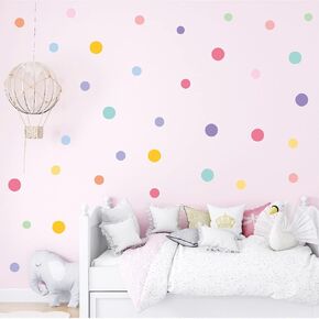 مجموعة ملصقات ديكور فنية جدارية بنقاط ملونة | 10 ورقات|ملصقات حائط جمالية من الفينيل للأطفال والرضع وغرفة نوم البنات وديكور المنزل والفصول الدراسية، ملصقات ملونة ذاتية اللصق وقابلة للتقشير والنقاط. in Kuwait