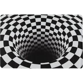 3D Optical Illusion Rug - Vortex Illusion Floor Mat for Door Entrance, Bathroom, Stairs, playroom, Living Room, or Area (Black and White, 26.5 x 17 Inch) in Kuwait