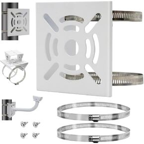 PreZiouz 2 Pack Universal Vertical Pole Mount Adapter with 4 Hoops and 8 Screws, Wall Mounting Hoop Bracket for CCTV Security Camera PTZ Dome Outdoor Installation (Black) in Kuwait