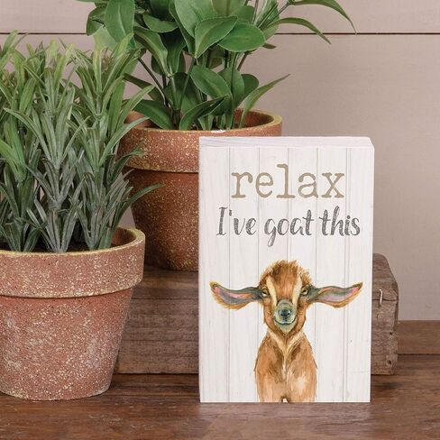 ب. Graham Dunn Relax I've Goat This Cream 5 x 4 الصنوبر الخشب المزخرف سطح الطاولة لوحة in Kuwait