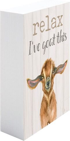 ب. Graham Dunn Relax I've Goat This Cream 5 x 4 الصنوبر الخشب المزخرف سطح الطاولة لوحة in Kuwait