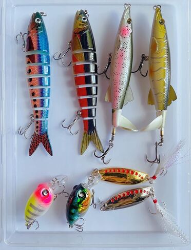 مجموعة طُعم الصيد تتضمن طُعم سباحة متعدد المفاصل + طُعم أسماك البلمة + طُعم ملاعق صيد + طُعم مروحي للمياه المالحة والمياه العذبة in Kuwait