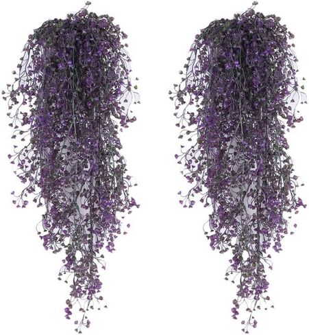 G-Tree 2 Pcs Artificial Ivy Flowers Fake Greenery Plants for Garden Wall Decor, Purple in Kuwait