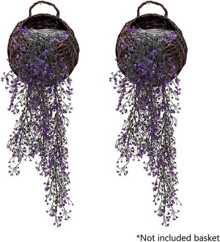 G-Tree 2 Pcs Artificial Ivy Flowers Fake Greenery Plants for Garden Wall Decor, Purple in Kuwait