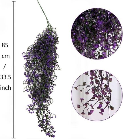 G-Tree 2 Pcs Artificial Ivy Flowers Fake Greenery Plants for Garden Wall Decor, Purple in Kuwait