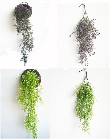 G-Tree 2 Pcs Artificial Ivy Flowers Fake Greenery Plants for Garden Wall Decor, Purple in Kuwait