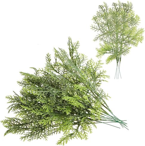 Artificial Cedar Sprigs Faux Cedar Spray Branches Cedar Twig Stems Sprigs Picks Plastic Greenery Ceder Pine Stems Christmas DIY Accessories for Holiday, 11.8 x 7.1 Inch (Fresh Style, 40 Pieces) in Saudi Arabia