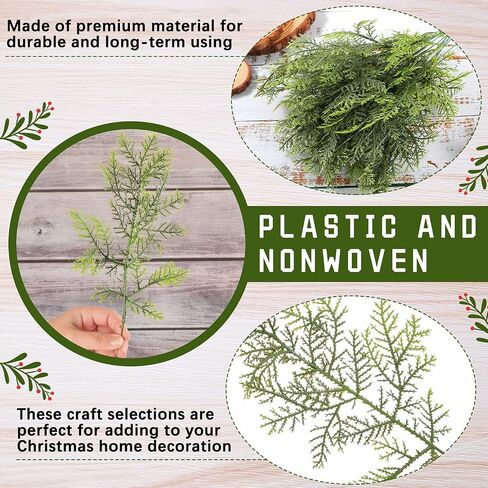 Artificial Cedar Sprigs Faux Cedar Spray Branches Cedar Twig Stems Sprigs Picks Plastic Greenery Ceder Pine Stems Christmas DIY Accessories for Holiday, 11.8 x 7.1 Inch (Fresh Style, 40 Pieces) in Saudi Arabia