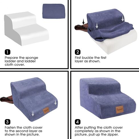 غطاء بديل مقاوم للماء وقابل للغسل لسلالم/درجات الكلاب الإسفنجية من Topmart بطبقتين، 15.7 بوصة طول * 15.7 بوصة عرض * 11.8 بوصة ارتفاع in Kuwait