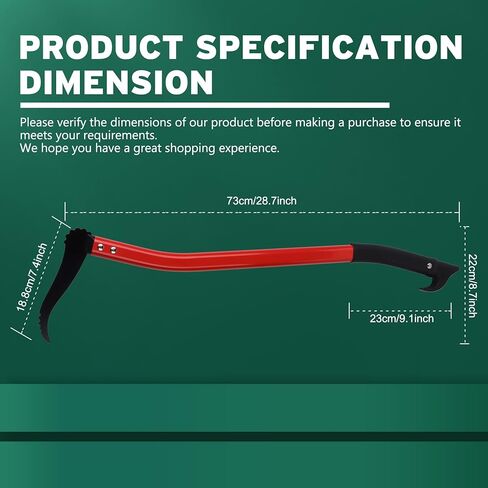 JMOO Hookaroon - Non-Slip Grip Handle with Pointed, Angled Blade - Landscaping Tool for Rotating, Dragging, Stacking Logs - Black/Orange in Kuwait