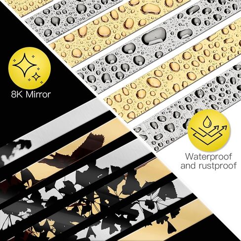 قالب تقليم حائط DiGMiG مقاس 16.4 قدم × 0.4 بوصة، قالب تقليم قابل للتقشير والعصا، مرآة معدنية مرنة ذاتية اللصق مثل اللمسة النهائية للجدار، المرآة، الأثاث، الباب، خزانة الملابس، ديكور المنزل (ذهبي - 16.4 قدم × 0.4 بوصة) in Kuwait