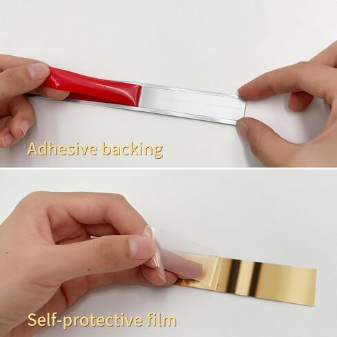 قالب تقليم حائط DiGMiG مقاس 16.4 قدم × 0.4 بوصة، قالب تقليم قابل للتقشير والعصا، مرآة معدنية مرنة ذاتية اللصق مثل اللمسة النهائية للجدار، المرآة، الأثاث، الباب، خزانة الملابس، ديكور المنزل (ذهبي - 16.4 قدم × 0.4 بوصة) in Kuwait