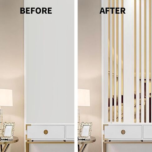 قالب تقليم حائط DiGMiG مقاس 16.4 قدم × 0.4 بوصة، قالب تقليم قابل للتقشير والعصا، مرآة معدنية مرنة ذاتية اللصق مثل اللمسة النهائية للجدار، المرآة، الأثاث، الباب، خزانة الملابس، ديكور المنزل (ذهبي - 16.4 قدم × 0.4 بوصة) in Kuwait