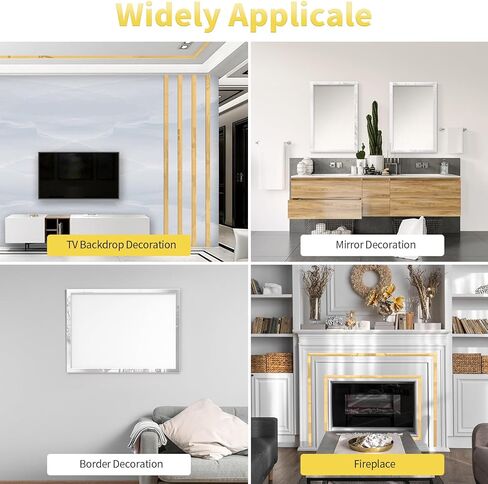 قالب تقليم حائط DiGMiG مقاس 16.4 قدم × 0.4 بوصة، قالب تقليم قابل للتقشير والعصا، مرآة معدنية مرنة ذاتية اللصق مثل اللمسة النهائية للجدار، المرآة، الأثاث، الباب، خزانة الملابس، ديكور المنزل (ذهبي - 16.4 قدم × 0.4 بوصة) in Kuwait